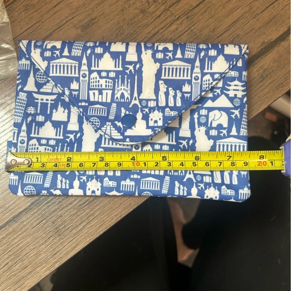 Ipsy Travel Themed Cosmetic Pouch Blue White